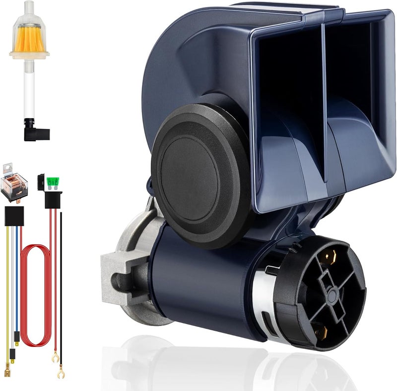 banhao Train Horn for Truck, 12v 150db Loud Car Horns With Wiring Harness, Snail Air Horn With Compressor Electric for Motorcycle Train Car Pickup - Image 1
